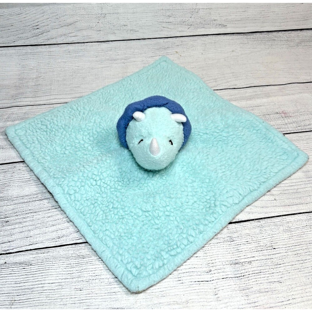 Parents Choice Blue Triceratops Lovey Dinosaur Satin Pattern Security Blanket